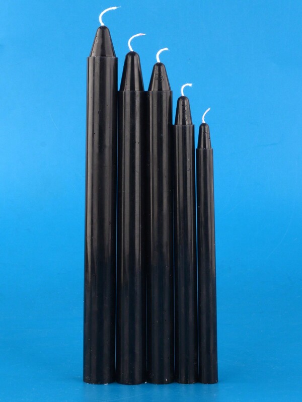 10pcs Various Sizes Pure Black Odorless Elegant Taper Candles, For Celebrations, Events, Ceremonies, Memorials Spirituality, And Meditation