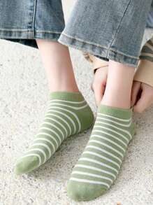 1/5/10 Pairs Women's Simple Striped Breathable Ankle Socks - Multicolor - View 5
