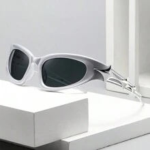 shirui 男女通用赛博朋克未来派时尚骑行眼镜，PC 镜框抗变形，镜片保护眼睛，嘻哈时尚街头风格时尚配饰眼镜，适合夏季海滩度假、户外、旅行 - A - 查看 1