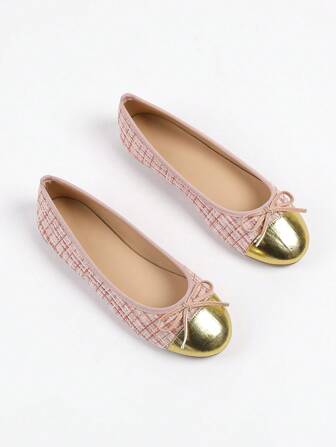 Bailarinas de estilo bohemio tejidas en color rosa para mujer, con diseño de lazo simple, bajo empeine francés, suela blanda y fácil de poner, adecuadas para todas las estaciones, fiestas y commuting