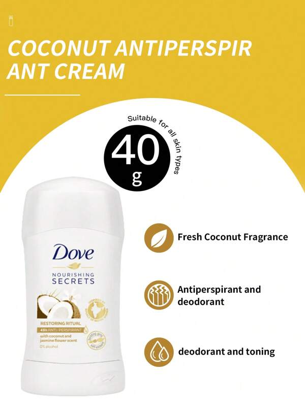 Dove Desodorante Dove Coconut 40g, acessório de cuidados casuais diários