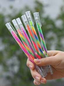 1pc/6pcs Colorful Painting Spiral Gel Pens, (6PCS/Box) Random Color Styles, Gradient Color Journaling Pens, Dreamlike Doodle Rainbow Pens, Multi-Color In One Pen, High-Quality Creative Student Stationery Gel Pens, DIY Doodle Drawing Pens, Suitable For Students Colored Greeting Cards