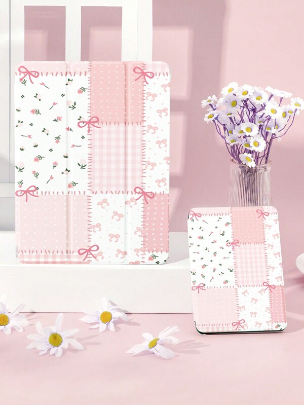1pc Floral, Bowknot, Polka Dot Patchwork Pattern Tablet Protective Case/Cover Compatible With Kindle Paperwhite 5/Kindle Oasis/IPad 10.2 Inch/IPad Pro 11 2021/2020/10th Gen/Mini4/5/6, Galaxy Tab A8 10.5 Inch 2022, Matepad 10.4/Tab, With Pencil Slot, Anti-Drop, Tablet Stand