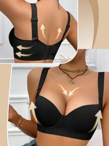 Black Comfortable Bra, Women's Underwear, Lift And Support Bra, Suitable For Daily Wear
