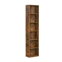 VASAGLE Bücherregal, mit 6 Ebenen, Standregal, Aufbewahrungsregal, für Wohnzimmer, Büro, Schlafzimmer, Arbeitszimmer, skandinavischer Stil, 24 x 40 x 178,5 cm, weiß LBCDE167T14 - Mokka-Braun - Übersicht 2