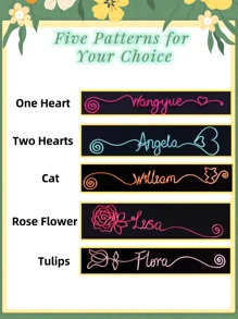 1 Stück handgefertigte individuelle Lesezeichen, mit Ihrem Namen personalisierbar, einzigartiges Design personalisierte Namenslesezeichen, 15 Farben stilvolle handgefertigte Herz Rose Blume Katze, individualisierter Buchstütze mit Namen, Schulmaterial, Rückkehr zur Schule