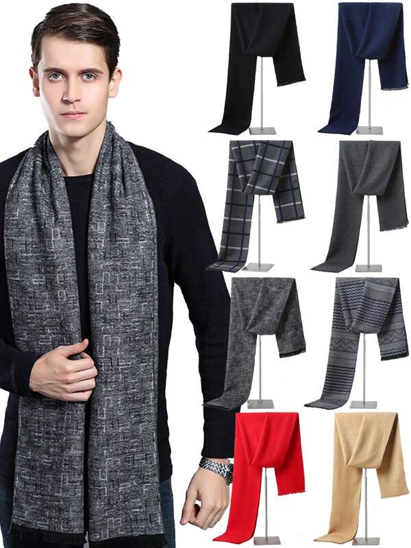 1pc Men's Knitted Scarf For Autumn And Winter, Keeping Warm Outdoors Or Stylish For Gatherings, Suitable For Self-Wearing Or As A Cozy Gift For Christmas, New Year, And Valentine's Day