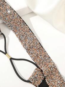 1 件装女士弹力宽发带，饰有闪亮水晶水钻，可作发带、头巾、吸汗带，秋冬季女士度假发饰，优雅围巾，柔软头巾