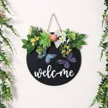 Easter Hanging Door Sign Egg Butterfly Letter 3D Bow Wooden Decoration For Shop Home Party Garden - Black - View 3