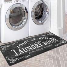 1pc 120*40CM/80*50CM American Style Letters Laundry Room Floor Mats Home Decoration Kitchen Dirt-Resistant Water-Absorbent Non-Slip Mats Easy To Clean - Black - View 7