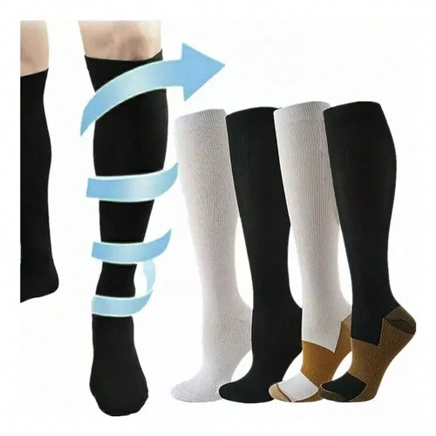 Medias de compresión medias para aliviar las varices 4 pares - Blanco y Negro - Ver 1