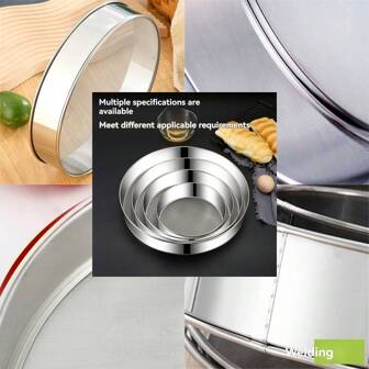 1pc Stainless Steel Flour Sieve Rice Sieve Fine Powder Sieve Baking Sieve Kitchen Gadget Cooking Tool Picnic Pot And Accessories