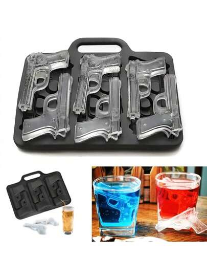 1/2/5pcs Silicone 6-Gun,Ice Mold Gun, Bullet Ice Mold, Skull Ice Mold,Creative Ice Mold Tray, Whiskey Ice Mold, Ice Mold Making Machine, DIY Bar Accessories, Silicone Model Toy Gun Ice Tray DIY Mold Silicone Ice Tray Fondant Chocolate Mold Cake Jelly Pudding Soap Mold Baking Tools