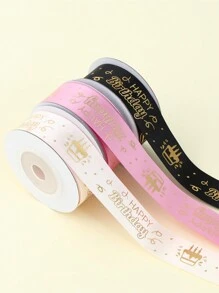 1roll 5yard Happy Birthday Ribbon, Birthday Cake Pattern Rope Ribbon, Birthday Gift Wrapping Supplies For Party Decor Crafts Wrapping Birthday Decor Gift Sealing Ribbon, Party Favor, DIY Decorative Bow Ribbon, DIY Flower Bouquet Decor, Home Decor Room Decor Table Decor, Birthday Gifts