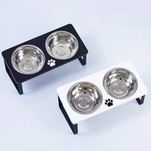 Elevated Cat Bowls Raised Cat Food Bowls, 15° Tilted Pet Bowls For Cats Puppy, Raised Dog Bowl Stand Feeder Cat Food Water Bowls Stand With 2 Stainless Steel Bowls