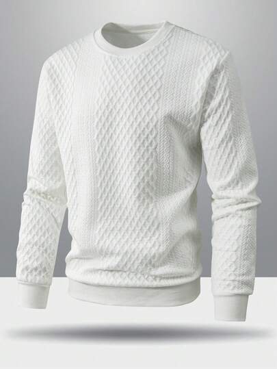 Men's Autumn Embossed Print Crew Neck Sweatshirt