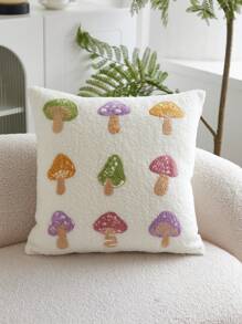 1 件彩色蘑菇刺绣装饰枕套，适合室内装饰，四季皆宜，不含枕芯 - 彩色 - 查看 6