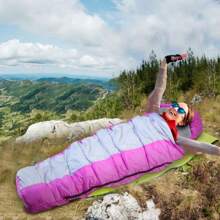 Adult Cold Weather Sleeping Bag Soft Thick Water-Resistant Sleep Bag Pink 23-50℉ - 1 - View 2