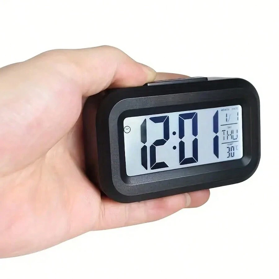 Digital Alarm Clock With LED Display, Temperature, Large Light Control, Portable Calendar, Battery Powered, Bedside Essential For Everyone Gifts Birthday Graduation - Multicolor - View 1