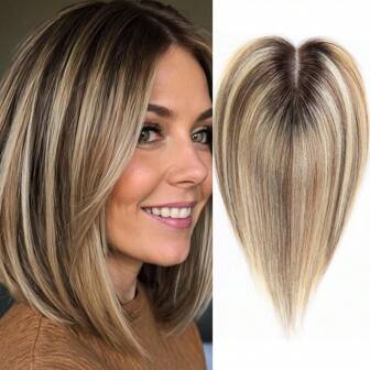 3.5x4 女士手工绑带蕾丝底座真人发饰，12 英寸真发