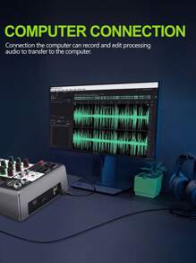Aveek Professional Audio Mixer, Sound Board Mixing Console With 4 Channel Digital USB Bluetooth Echo Delay Effect, Input 48V Phantom Power Stereo DJ Mixers For Recording, Live Streaming, Podcasting - màu đen - Xem 11