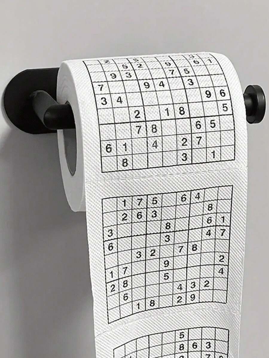 1/3Roll Creative Sudoku Printing Tissue, Fun Math Game Gift Roll Toilet Paper, Without Bleach Log Pulp Paper, Household Cleaning Supplies, Party Supplies, Party Decor, Home Decor, Holiday Gift