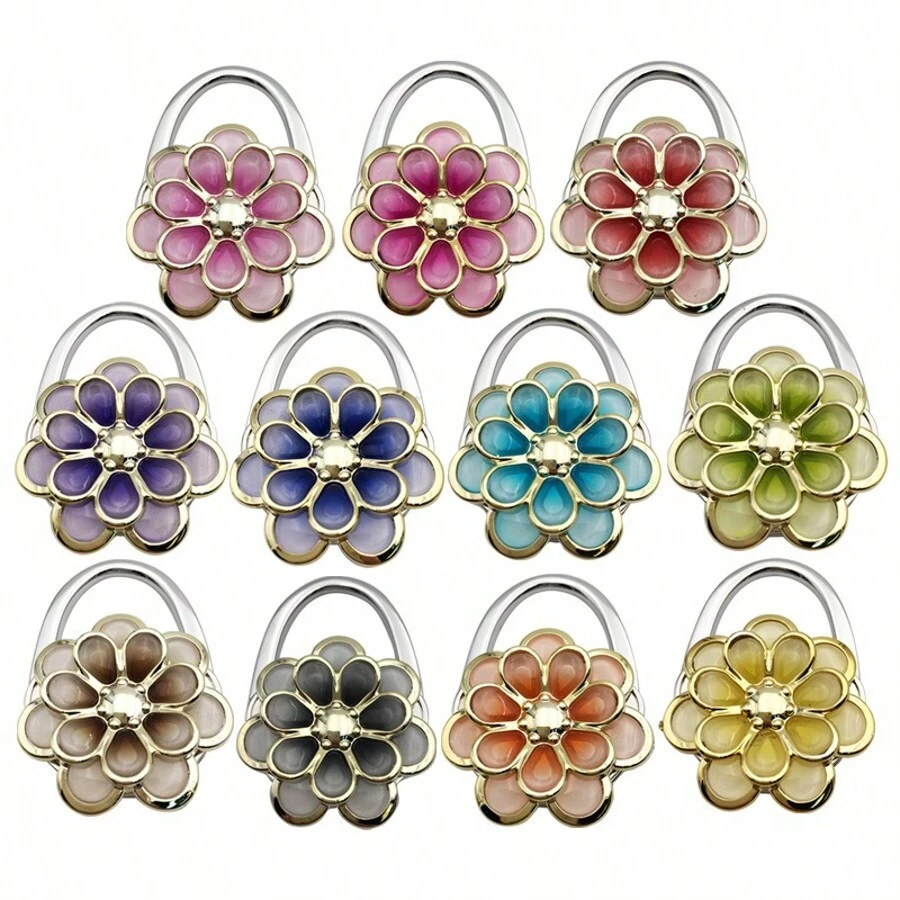 Gancho para bolso con clip de girasol, accesorio creativo plegable de metal con logo personalizado, accesorios para bolsos, organizador de puertas, perchero, ganchos para abrigos de pared, ganchos, marcos de pared, ganchos para abrigos, marcos de fotos de pared - Multicolor - Ver 1