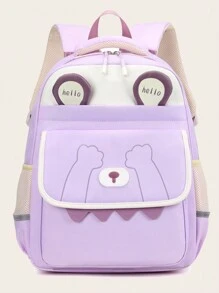Cute Large Capacity Multi-Pocket Student Backpack, Lightweight Spine Protection Student Schoolbag, Multi-Layer Backpack, Laptop Backpack - Purple - View 10