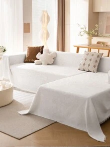 2pcs Solid Dust-Proof Sofa Cover, Pet-Friendly Sofa Protector, Scratch-Resistant, With Tassel, Decorative Sofa Blanket For Living Room Gifts Birthday Graduation Couch Cover Sofa Covers Room Decor Living Room Decor - Multicolor - View 8