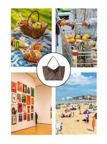 Big Stylish Leopard Print Tote Bag,Large Capacity Shoulder Bag,Perfect Underarm Bag For Commuting,School Bag,Large Capacity,Portable,For Teen Girls Women College Students,White-Collar Workers,Perfect For Work,Back To School,Middle School,High School,College,Vacation, New Arrival Tote Bags For Woman, New Fall Winter Tiger Print Bag For Women, New Fall Winter Cheetah Print Purse For Women