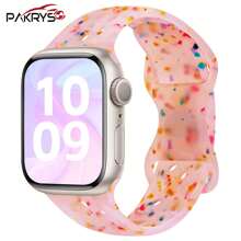 PAKRYS 闪亮花朵图案运动表带兼容 38 毫米 40 毫米 41 毫米 42 毫米 44 毫米 45 毫米 49 毫米，柔软硅胶防水表带兼容 Apple Watch Series Ultra 9 8 7 6 5 4 3 2 1 SE