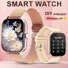 1 pieza Reloj inteligente de banda de silicona unisex con función de llamar/responder, conteo de pasos, seguimiento de calorías y distancia, múltiples modos deportivos, alarma y recordatorio de llamadas/mensajes, pantalla táctil completa de 1.83" para Android e iOS - Dorado - Ver 2