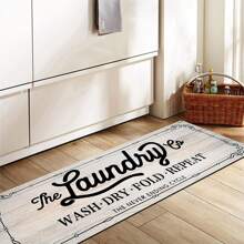 1pc 120*40CM/80*50CM American Style Letters Laundry Room Floor Mats Home Decoration Kitchen Dirt-Resistant Water-Absorbent Non-Slip Mats Easy To Clean - Black - View 5