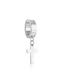 1 pieza Clip de oreja de acero de titanio con pendiente de cruz sin agujero de la oreja, estilo punk, de acero inoxidable, para hombres y mujeres, apto para uso diario y fiestas, regalo de moda a la - Clip de oreja sin piercing - Ver 14