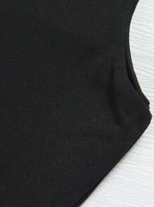 HIGHFINE Women's Square Neck Cropped Tops, Basic Sleeveless, Tight Vests, Casual Vests - 黑色 - 查看 5