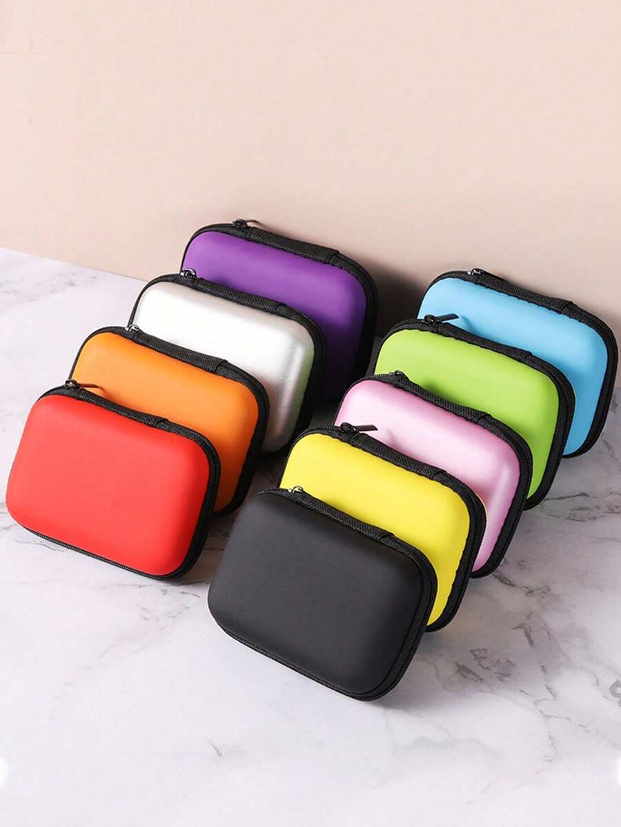 Portable Mini Storage Bag, Mobile Phone Charger Data Cable Organizer Bag, Zipper Around Box Wallet, Eva Zipper Storage Bag, USB Charger Headphone Organizer, Portable Hard Drive Earphone Case, For Cable Cord Charger Phone Earphone Power Bank For Travel Holiday Vacation Outdoor Headphones Case Headset Earbuds For Business,Travel,School,College,Office - Multicolor - View 1