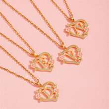 Fashion Light Luxury Hollow Love Flower A-Z Letter Pendant Necklace Initials Necklace Women's Jewelry