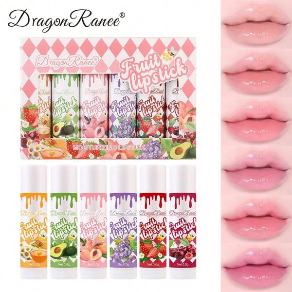 Dragon Ranee 6 Peças Conjunto de Gloss Labial Hidratante e Nutritivo, Acabamento Espelhado, Iluminador e Hidratante para Outono/Inverno