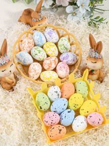 1 套带方形或圆形篮子的鸡蛋、复活节彩蛋、散装彩色可重复使用篮子蛋托盘，用于 DIY 礼物复活节工艺品