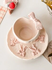 Nuevo juego de vajilla de cerámica de lujo 2024, plato y tazón, diseño en relieve elegante para uso individual, para uso diario en el hogar y suministros escolares - Rosa - Ver 9