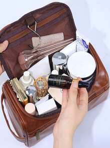 حقيبة يد رجالية مخصصة قطعة واحدة، تخزين سفر موضة عالية الجودة ومتينة، مناسبة للسفر والعناية الشخصية والعناية بالجمال، طقم جلد مقاوم للماء، هدية للرجال