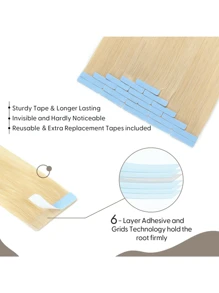 Seamless Tape In Hair Extensions Human Hair Straight Extensions Skin Weft Adhesive Glue On Salon Quality For Woman 20PCS/30g Halloween Costumes - S613 - View 4