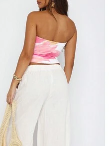 Women's Flower Pattern Tube Top Y2K Slim Top Summer Streetwear