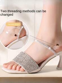 1 Pair High Heels Bundled Shoelaces Lace Up Women's Summer Sandals With Non Slip Laces, Transparent And Invisible, No Drop Heel Strap, High Heels, Anti Drop Heel Artifact