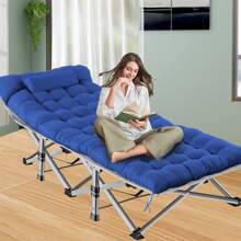 Folding Bed Cot With Pillow, 2 Sided Mattress Heavy Duty Folding Sleeping Cot Guest Bed, Folding Camping Cots For Traveling Camp Office Outdoor And Beach