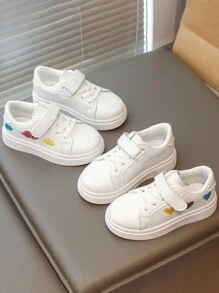 1 双儿童休闲运动鞋，秋季新款男孩女孩户外百搭白鞋 - 白色 - 查看 1