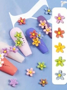 50 件混合 3D 五瓣花指甲饰品套装 - 无香味，非常适合 DIY 美甲和修脚