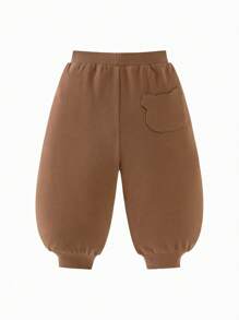 mini bala 儿童弹力香蕉裤或刀片裤，男孩和女孩的可爱弹力春季长裤 - 咖啡 - 查看 5