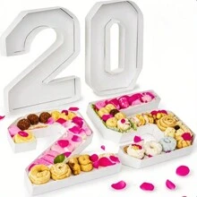 1pc 0-9 Number Design Photo Prop Tray, Not For Direct Food Contact, DIY Cooked Food Number Plate, Decorative Party Cardboard Number Box, Suitable For Elderly Birthday Fruit Cookies Dessert Plate, Cake Display Stand, Graduation Ceremony, 1st Birthday, Family Gathering, Bridal Shower, Atmosphere Decoration, Handmade