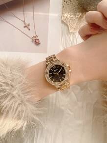 GUQI 品牌 1 件女士经典金表，时尚女士手表，精致的母亲节礼物，耐磨抗氧化，石英机芯，钻石水钻适合休闲、节日、派对穿着，礼物创意 - 均碼 - 查看 11